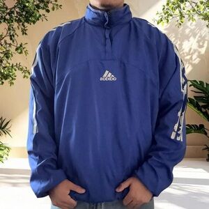 Adidas Vintage Reversible Quarter Zip Windbreaker Jacket Fleece Center Logo Y2K